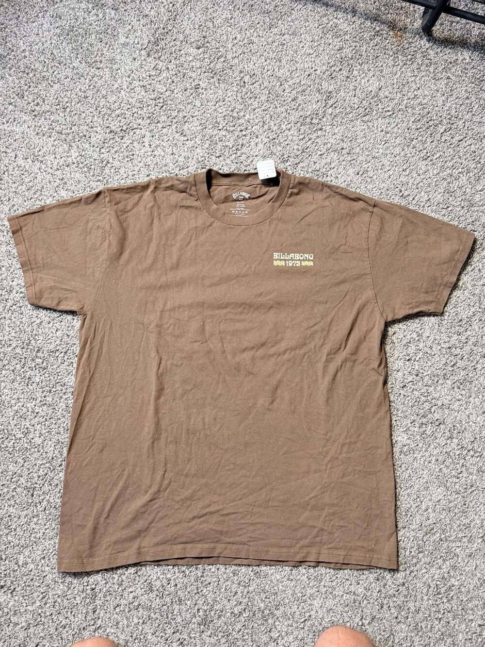 Billabong Graphic T-Shirt XL Brown Feeling Free 1973 Short Sleeve